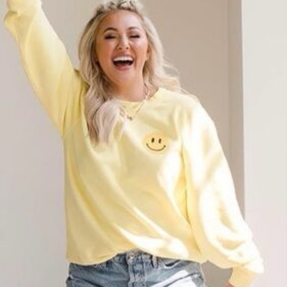 Living Fully Yellow Smiley Sweatshirt